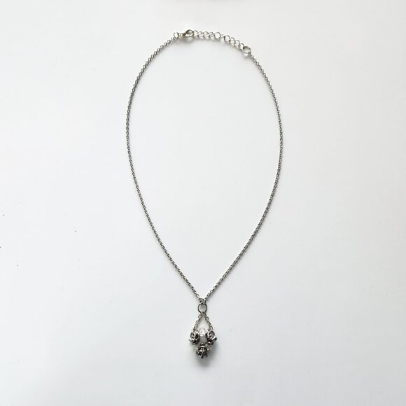 Fairy heart-shaped clear crystal silver medieval chainmaille dainty necklace - Picture 2 of 11